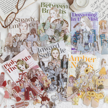 40 Pcs Girls Wanderlust Series Retro Character-Themed Stickers