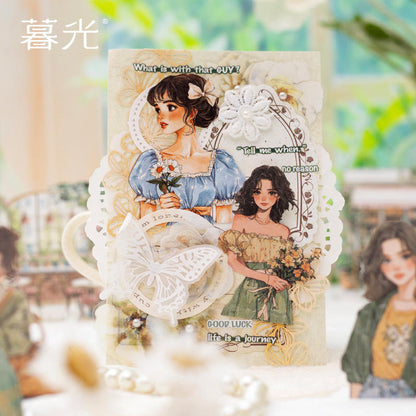 15 pcs Laser White Kraft Splendid Days Series Character Girl Stickers