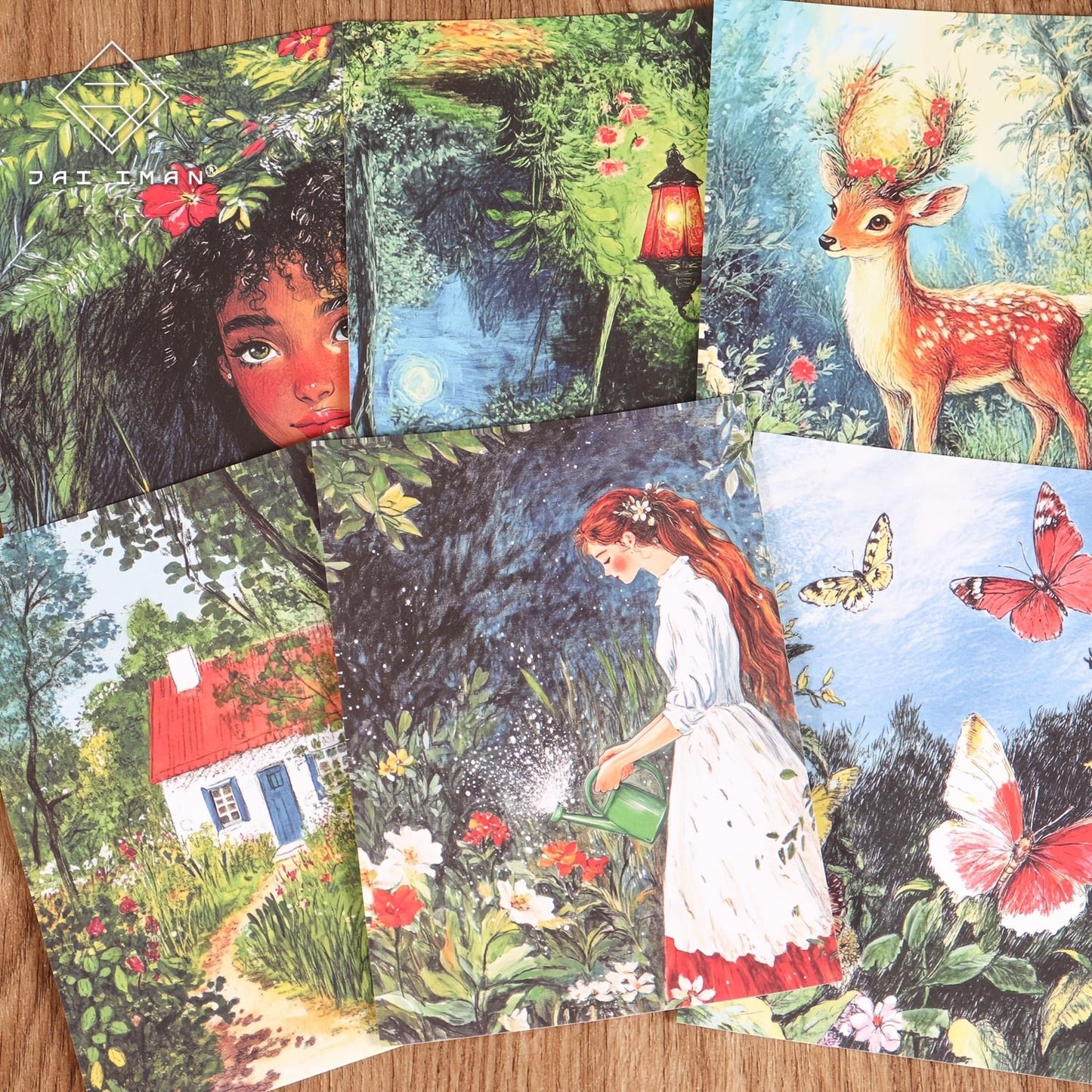 16 sheets Vintage Oil Painting Style Woodland Girls Forest Fairytale Scrapbook Paper