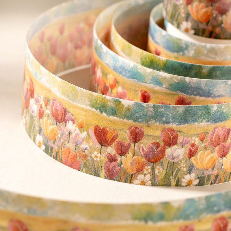 1 roll of Flower Sea Series Flower Blossom Theme Journaling Tape