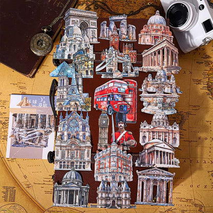 10 Pcs Universal Wanderlust Series Travel Theme Hard Card Stickers