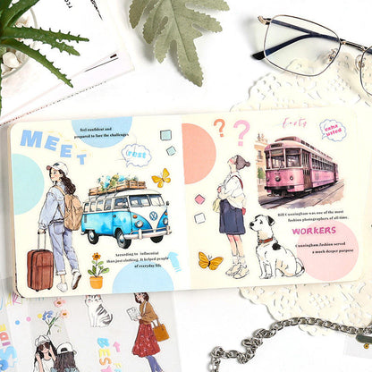 20 Sheets Chasing Ordinary Characters PET Handbook Sticker Book