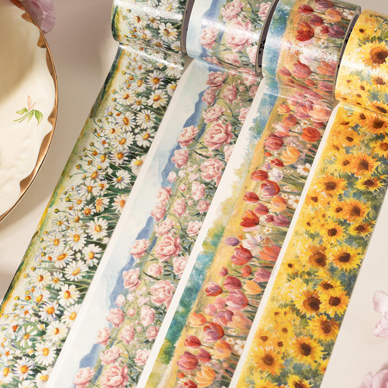 1 roll of Flower Sea Series Flower Blossom Theme Journaling Tape