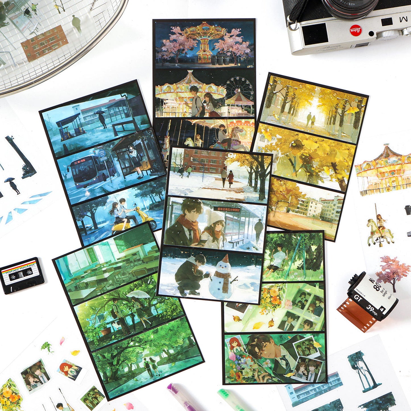 3 sheets Youth Time Zone Series Anime Scenery stickers