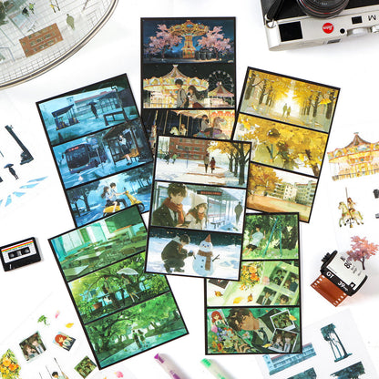 3 sheets Youth Time Zone Series Anime Scenery stickers