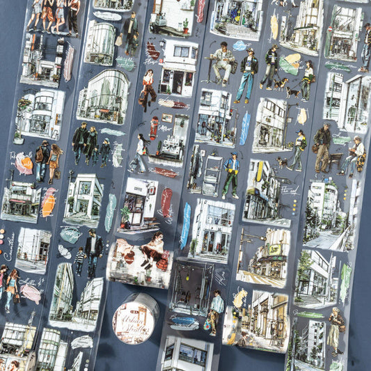 60mm*200cm Urban Stroll Series Vintage Street Character Pet Tape