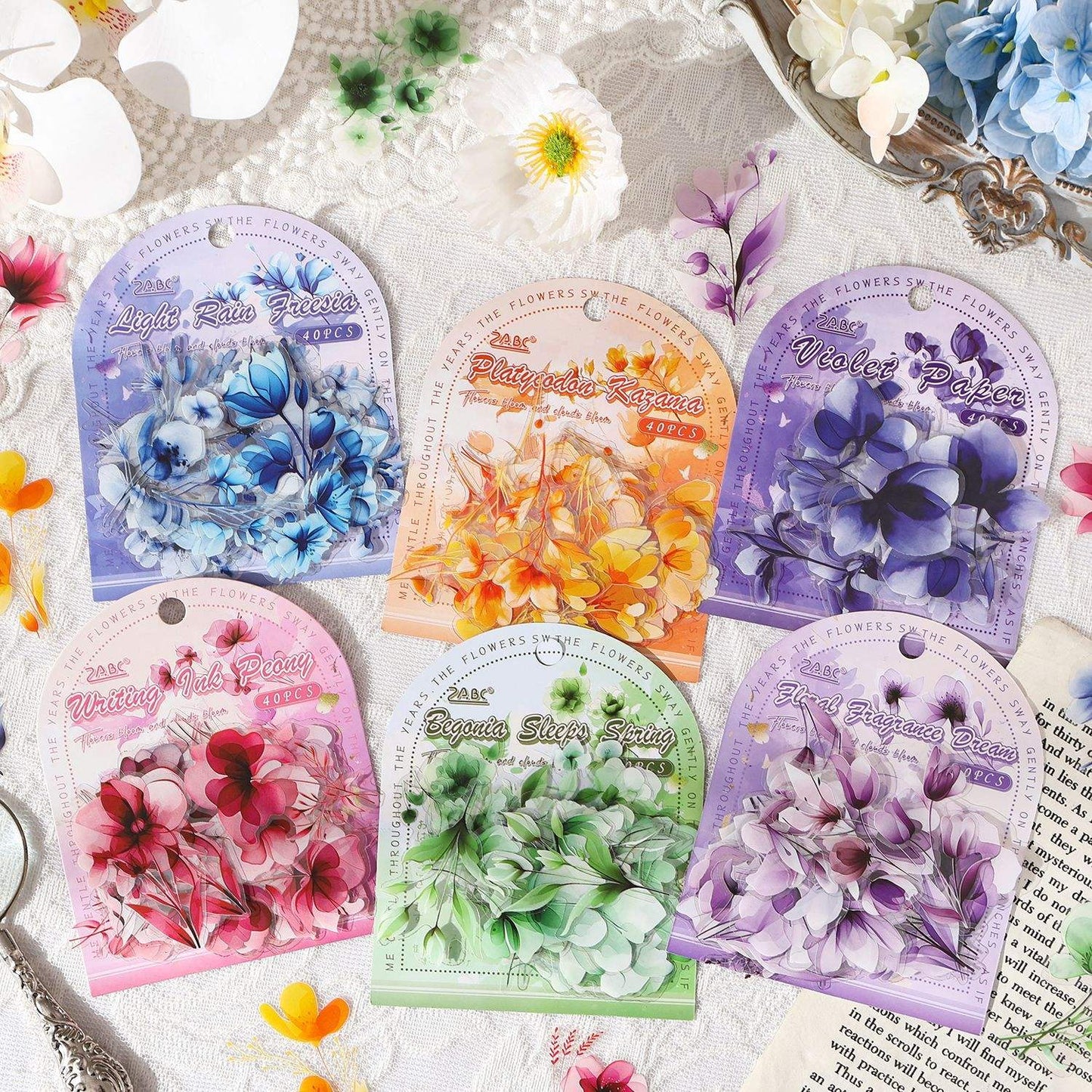 40 Pcs Blooming Clouds Pretty flowers and leaves stickers