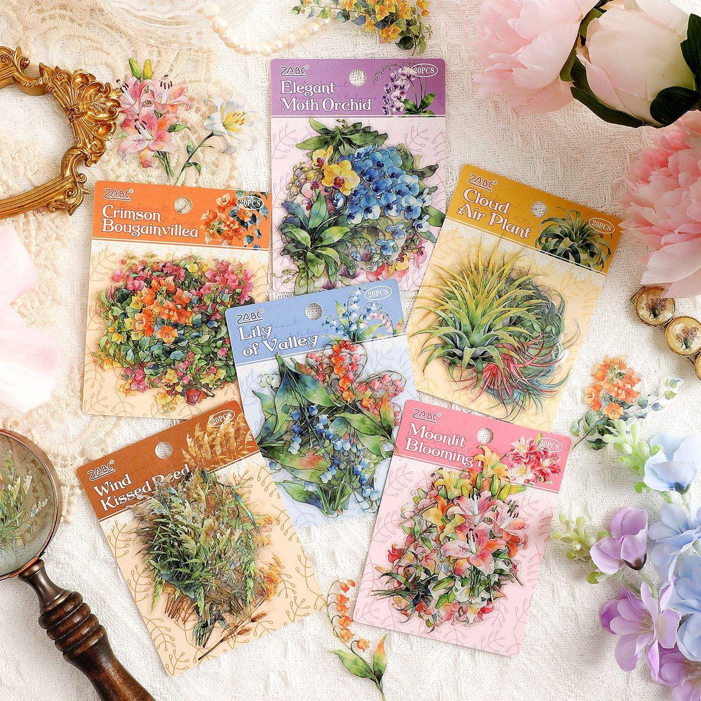 20 Pcs Tinglan Flora Series Pretty Flower Stickers