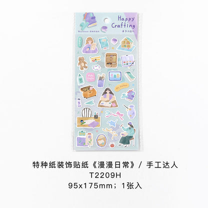 1 sheet The Long Slow Days Series Japanese-style watercolor stickers
