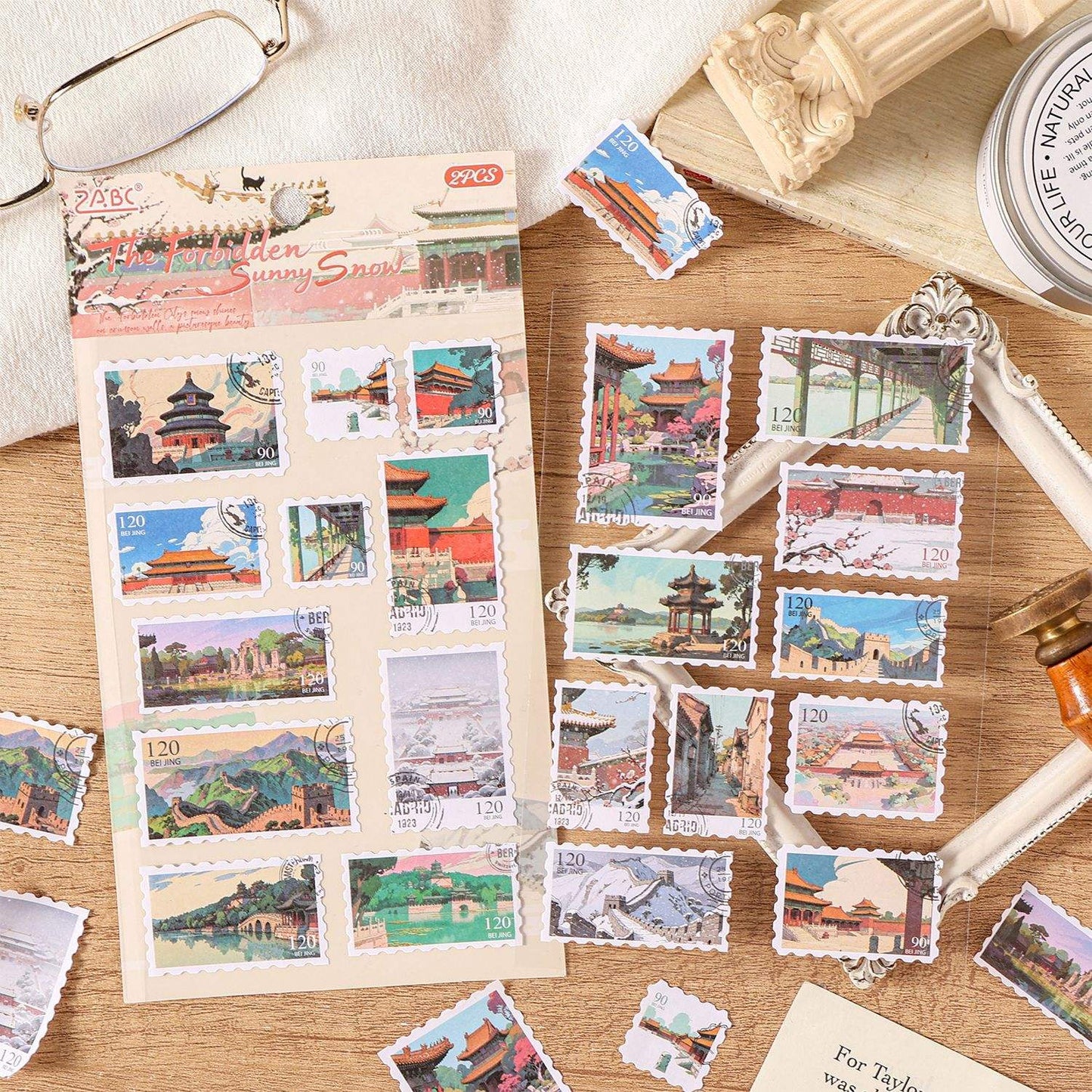 2 Sheets Postal City Charm Series Journaling stickers