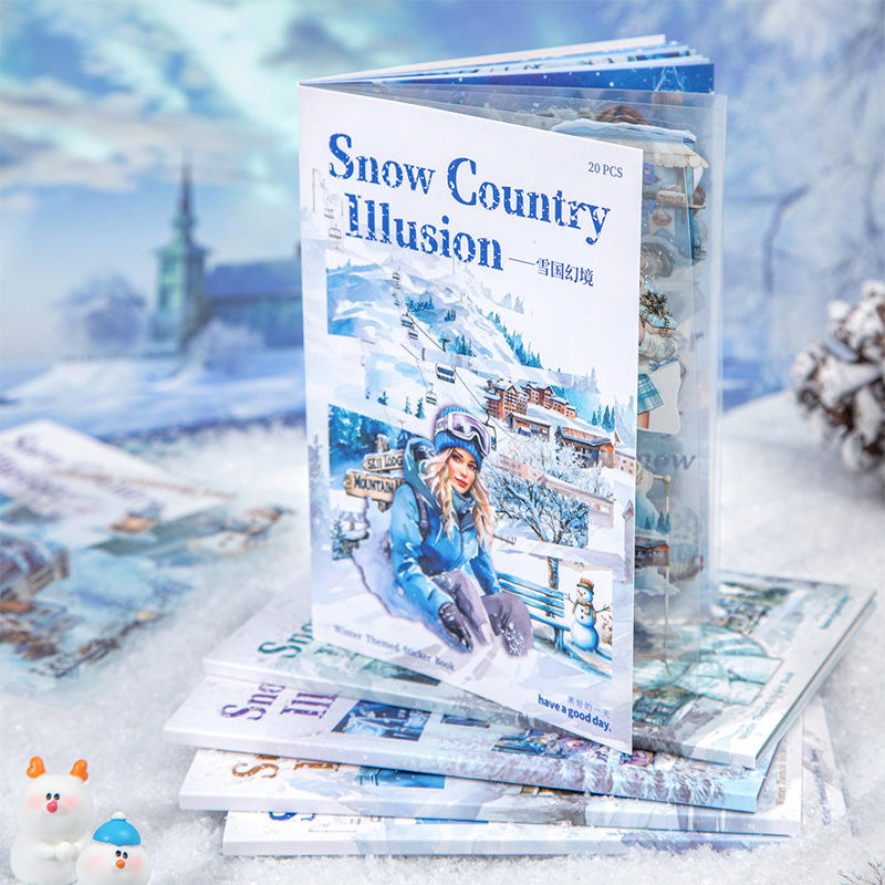 20 Sheets Snow Country Fantasy Series Winter Die-Cut Sticker Book