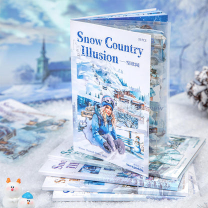 20 Sheets Snow Country Fantasy Series Winter Die-Cut Sticker Book