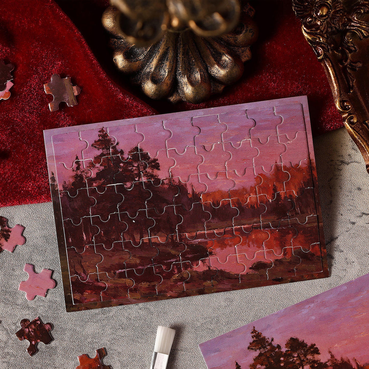 54 Pcs of Puzzle Stickers: Monet Impressions Series Retro Landscape Stickers