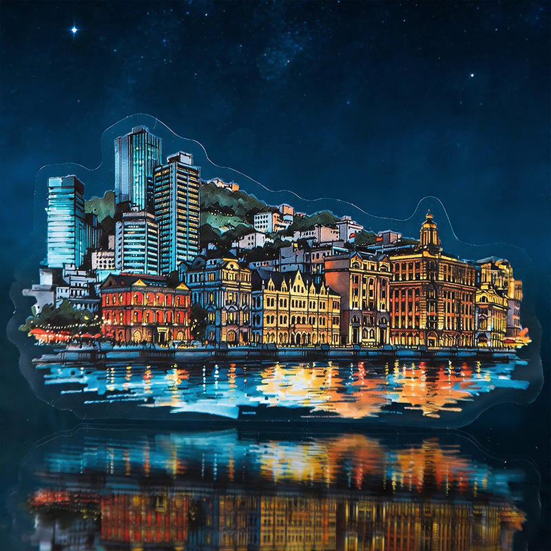 12 Pcs Light Up The Long Night Series Scenery Stickers
