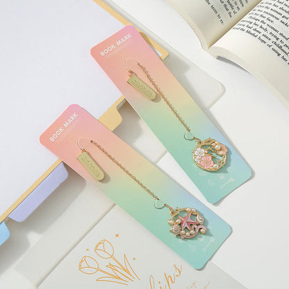 Starfish Metal Bookmark Cartoon Style Multi-Functional Book Clip Pendant