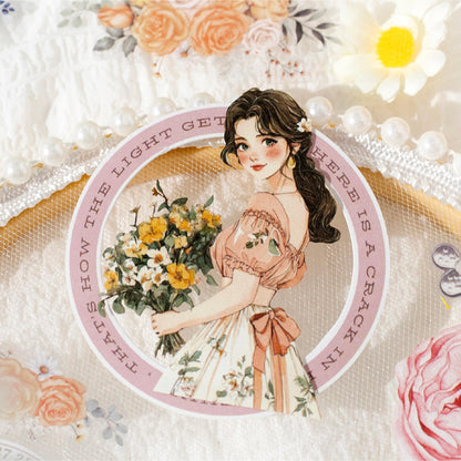 25 pcs Going Where There Are Roses Series Character Flower Stickers