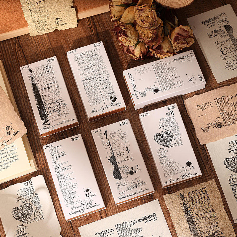 1 Pc Age Poetry Collection Beech Wooden Vintage English Stamp