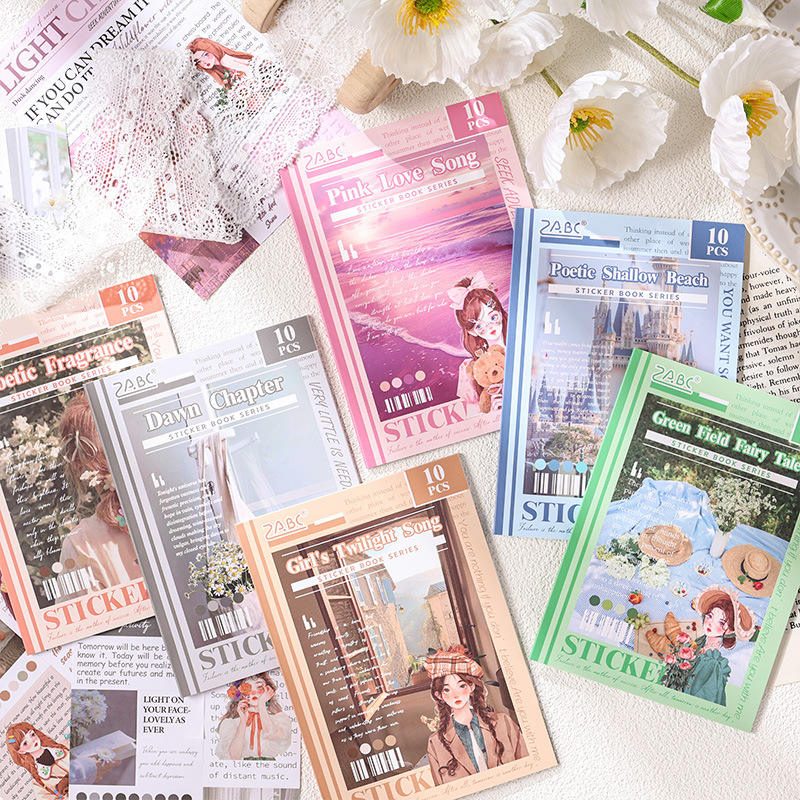 10 Sheets A Girl's Thoughts Series Retro Scrapbooking Paper