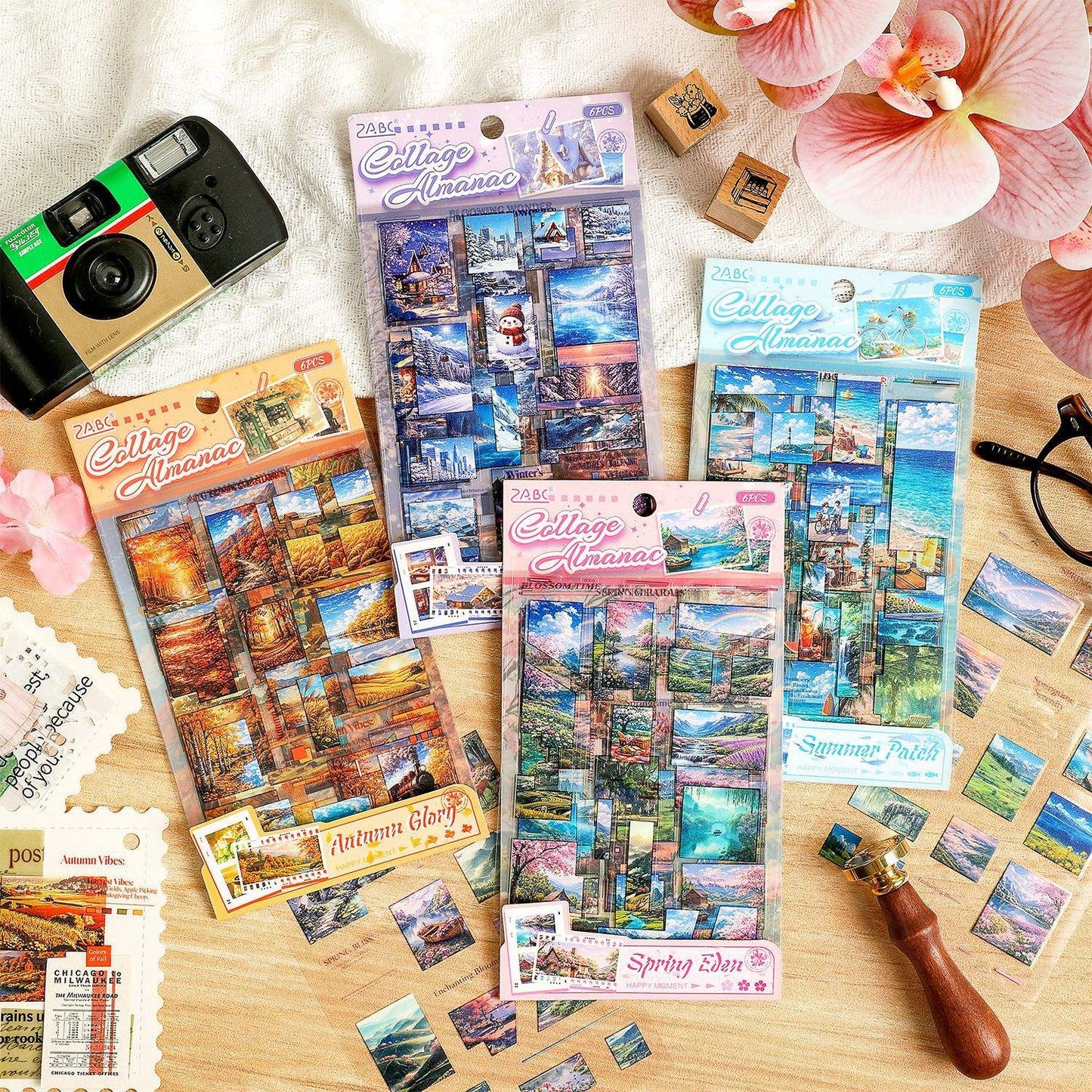 6 Sheets Collage Chronicles Series Decorative Landscaping Stickers