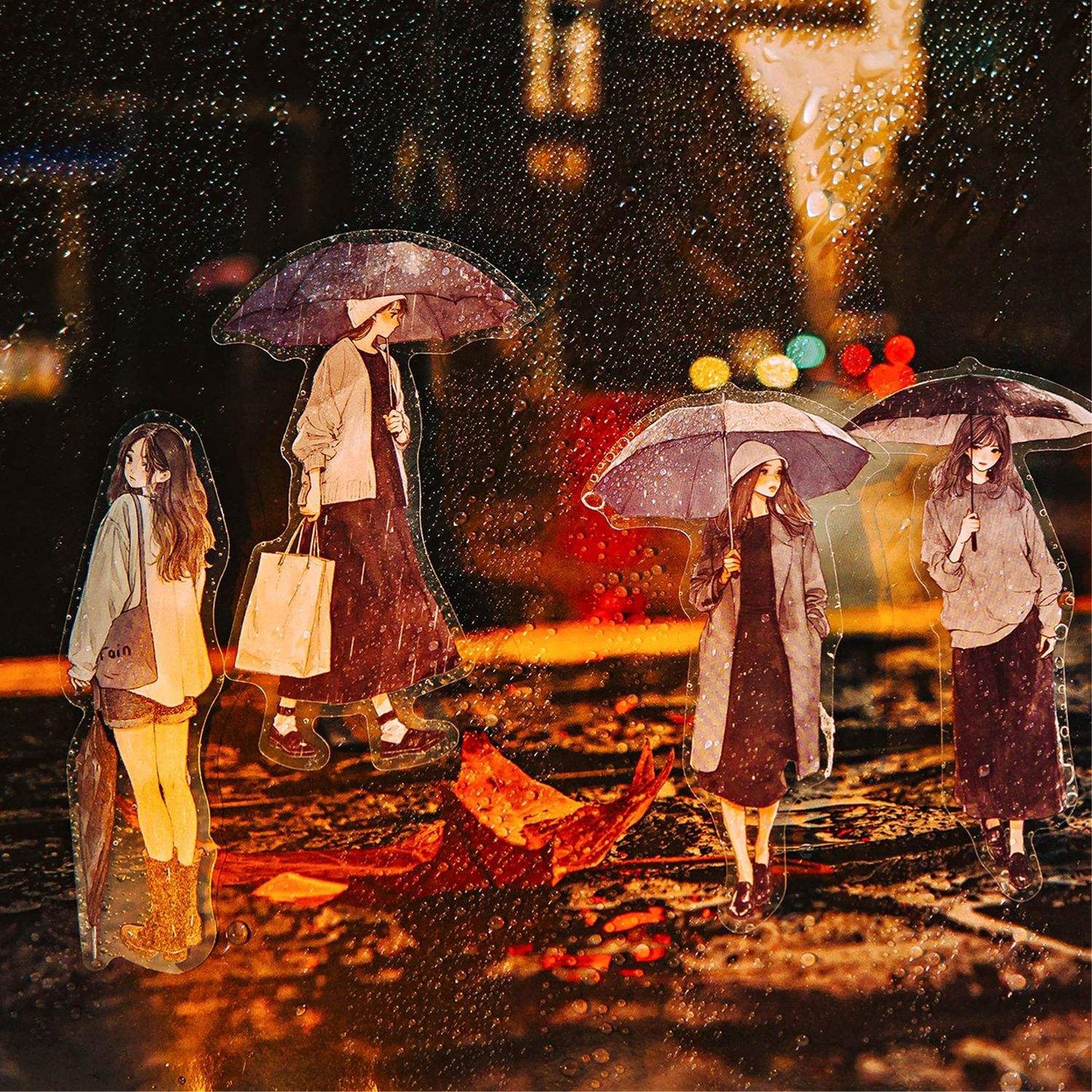 30 Pcs Rain Overture Series Vintage Umbrella Character stickers