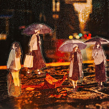 30 Pcs Rain Overture Series Vintage Umbrella Character stickers
