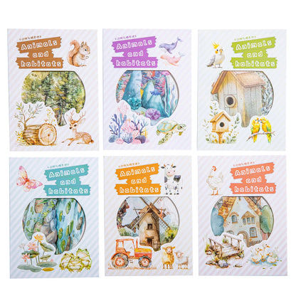 20 Pcs Animal and Habitats Series Kawaii Landscaping Stickers