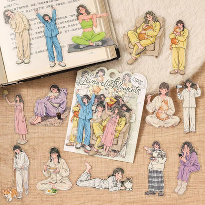 15 Pcs A Moment in Daily Life Series Cute Character Stickers for Journaling