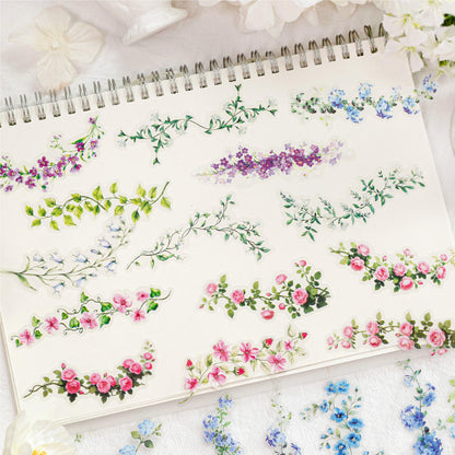 30 Pcs Flower Branch Sweet Dreams Series Flower Journaling Stickers