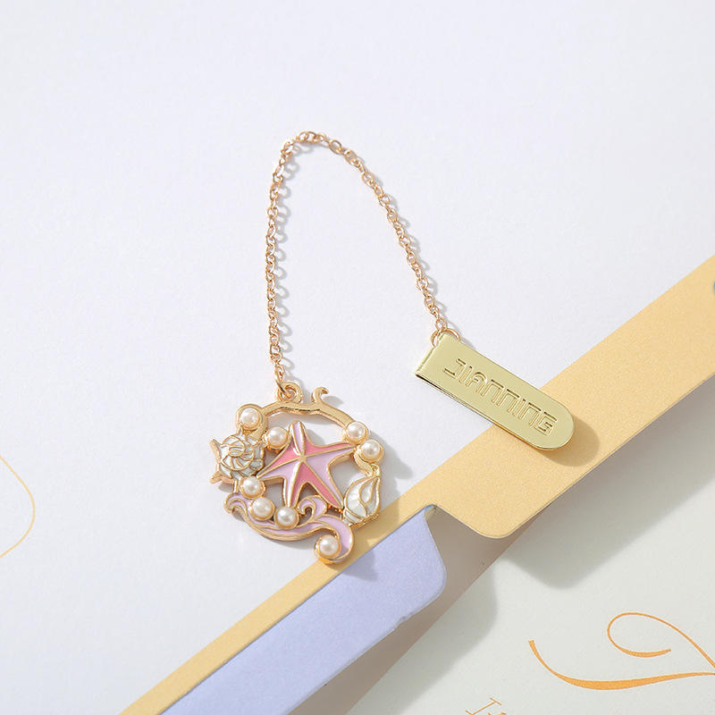 Starfish Metal Bookmark Cartoon Style Multi-Functional Book Clip Pendant