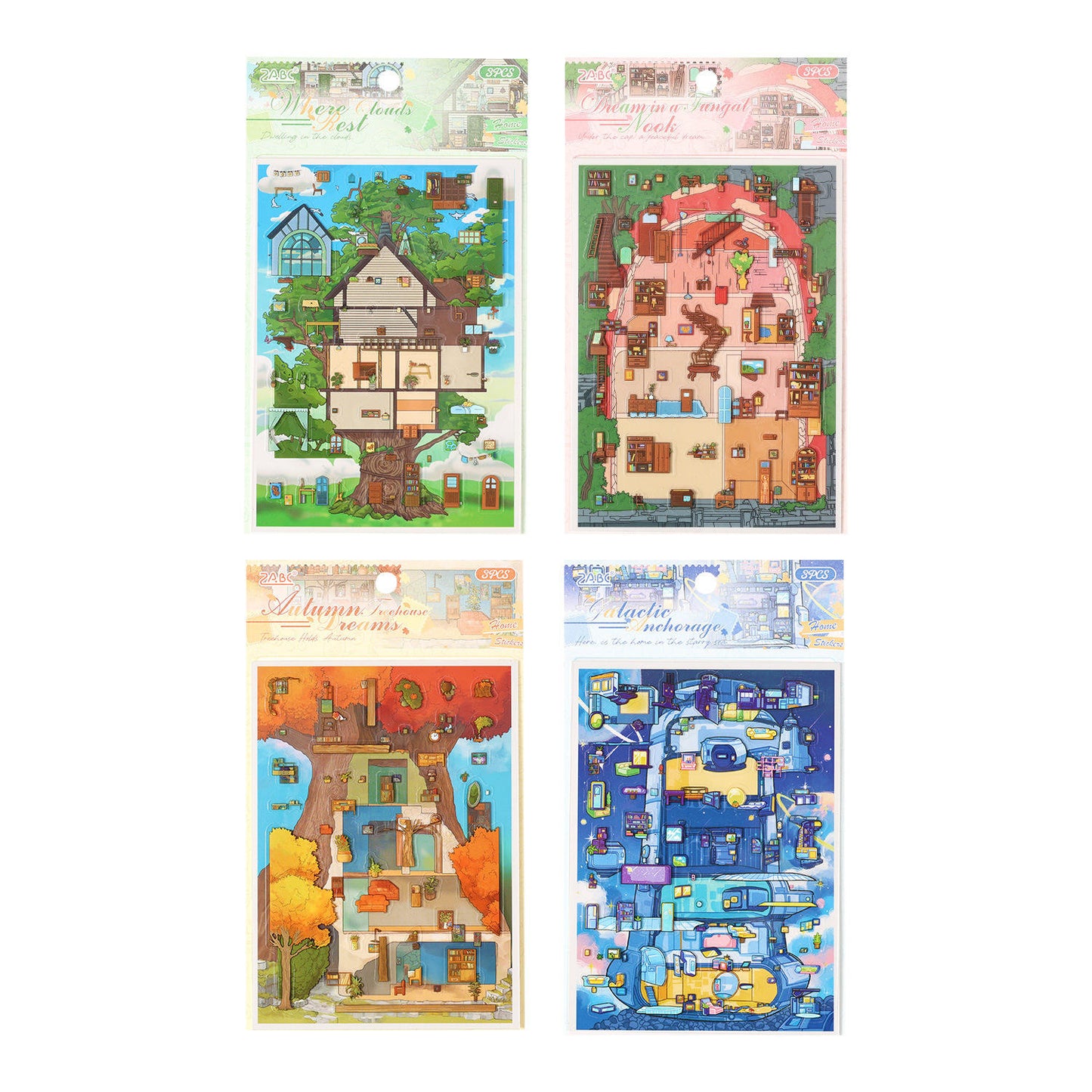 3 Sheets Dream Building Weaving Light 3D Landscape Stickers