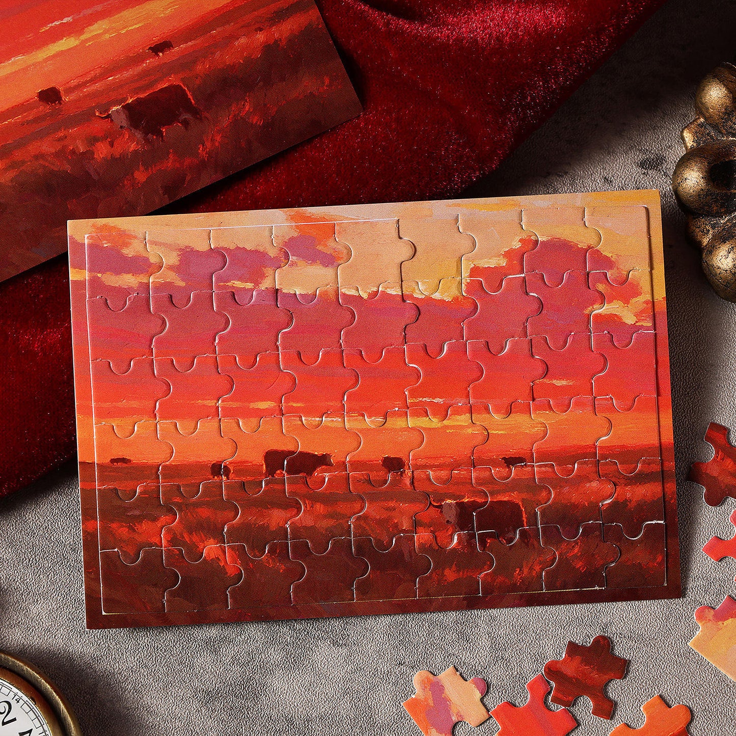 54 Pcs of Puzzle Stickers: Monet Impressions Series Retro Landscape Stickers