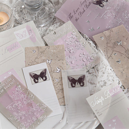 10 Sheets Embossed Notes Creative Silver Hot Stamping Material Pack