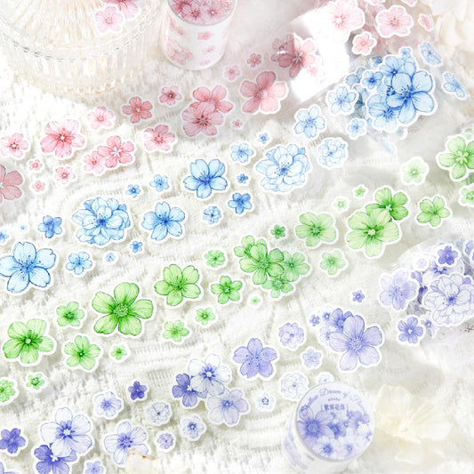 1 roll die-cut flower light simple flower decoration Tape