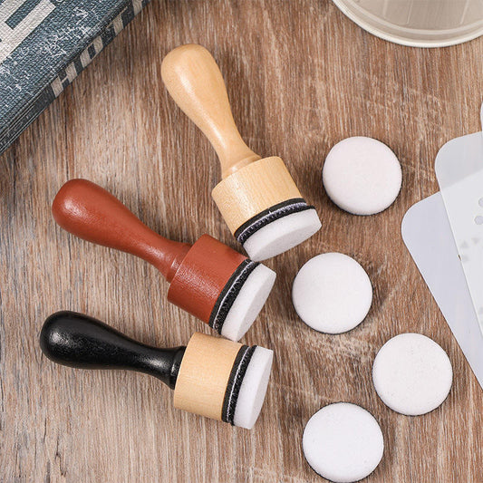 1 Wooden Handle Coloring Sponge Stamp removable sponge brush