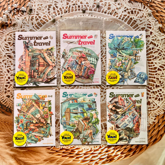 20 Pcs Summer Travel Journey Series Vintage Character stickers