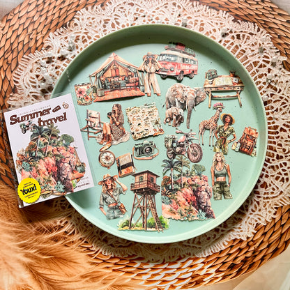 20 Pcs Summer Travel Journey Series Vintage Character stickers
