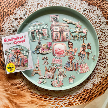20 Pcs Summer Travel Journey Series Vintage Character stickers