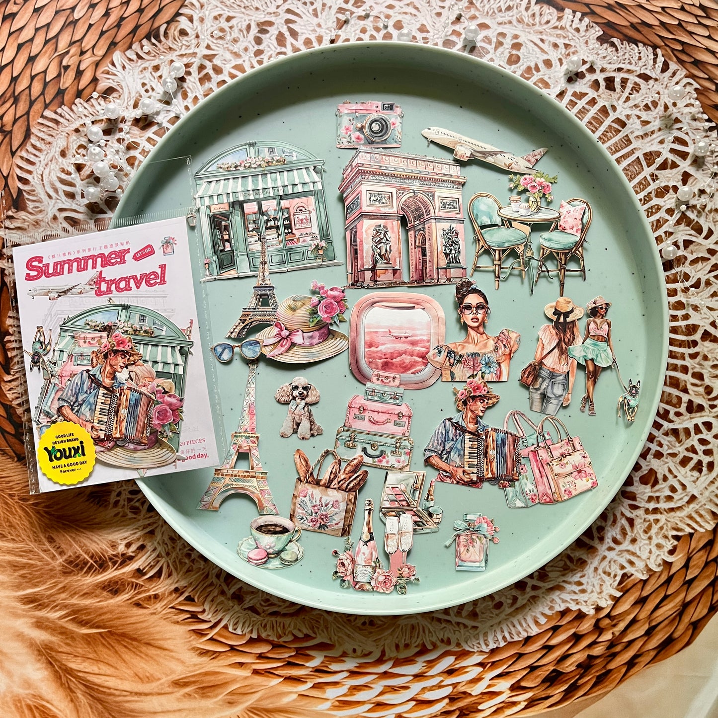 20 Pcs Summer Travel Journey Series Vintage Character stickers
