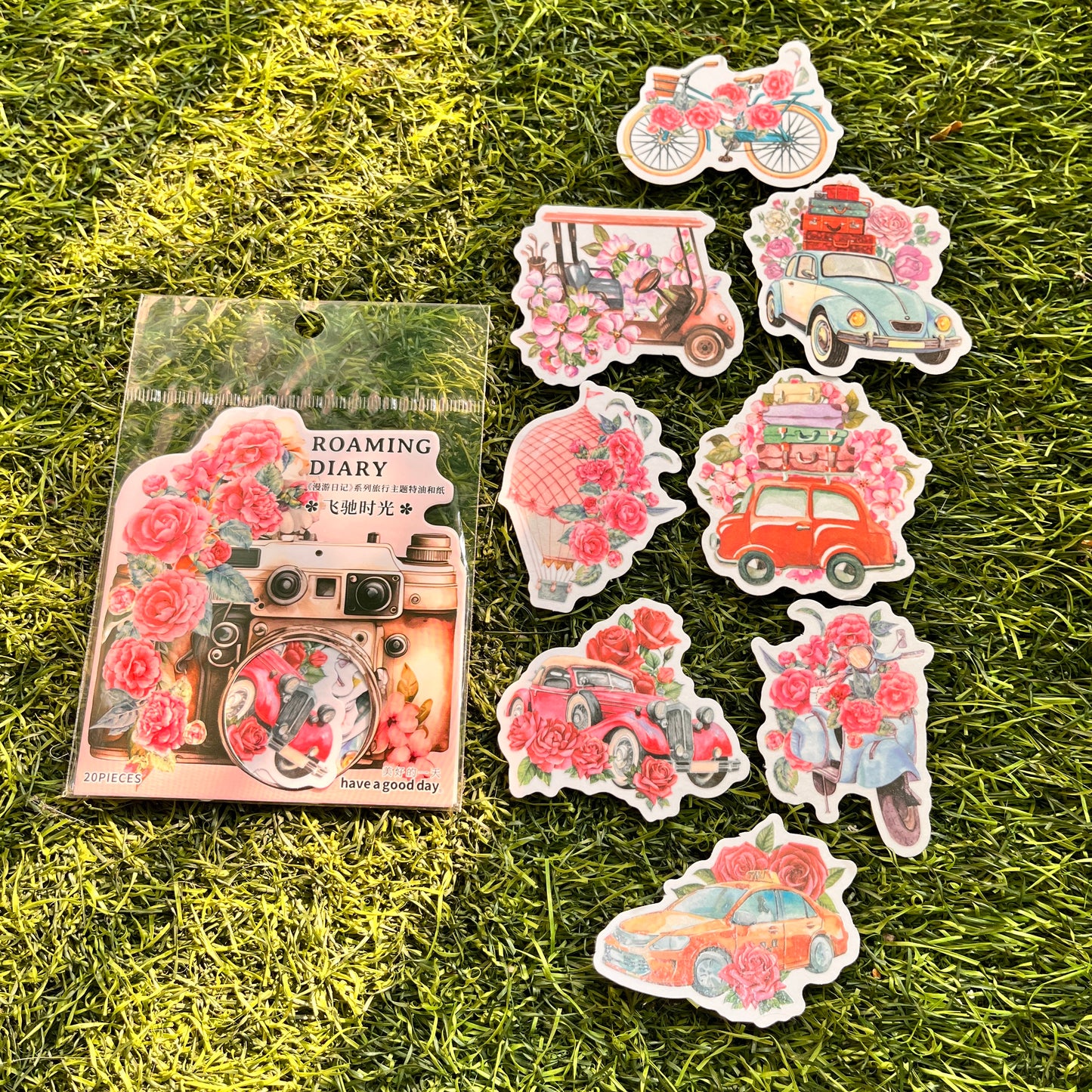 20 Pcs Aesthetic Flowers and Travel Special Oil Washi Vintage Stickers