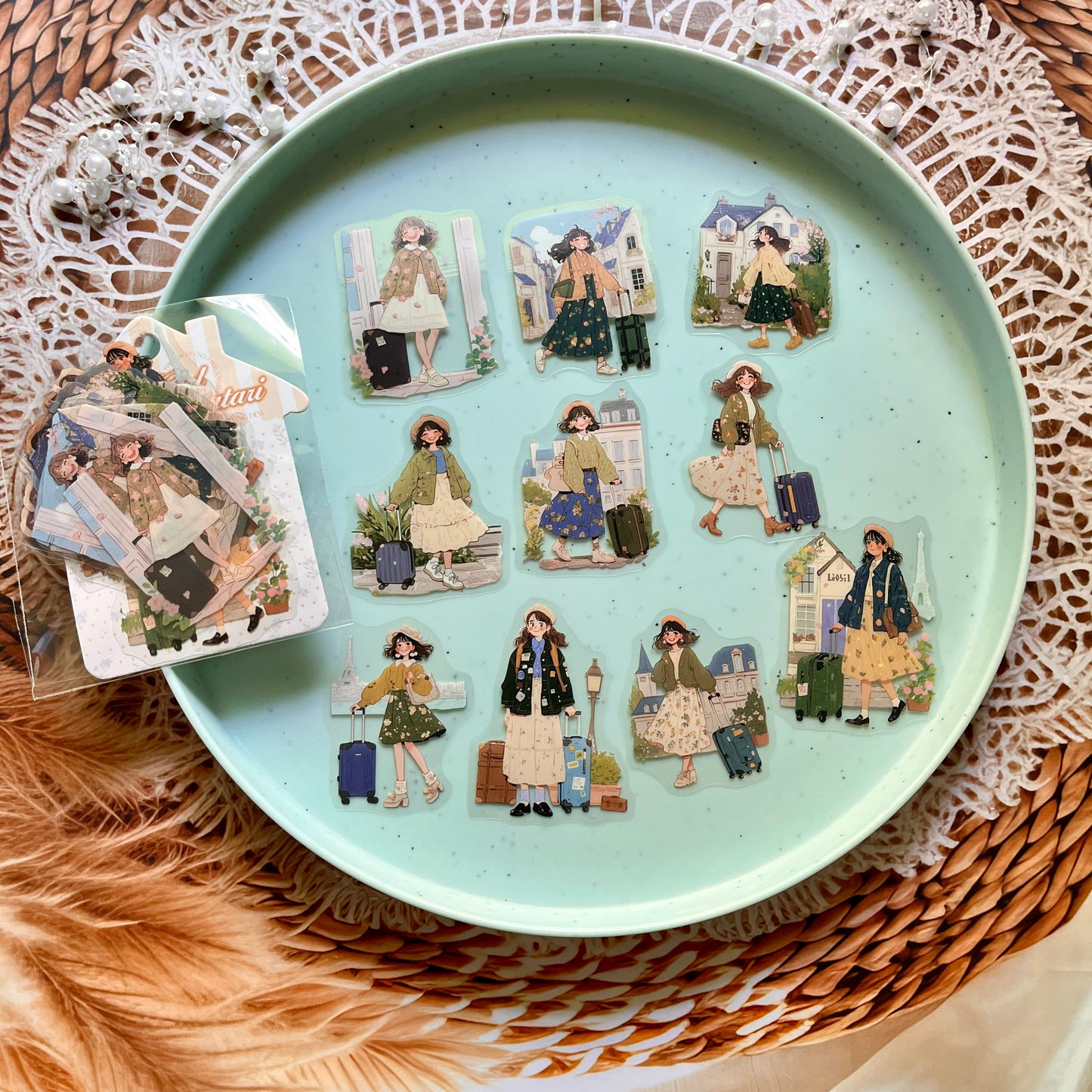 20 Pcs Mori Girl Story Series Character Life Stickers