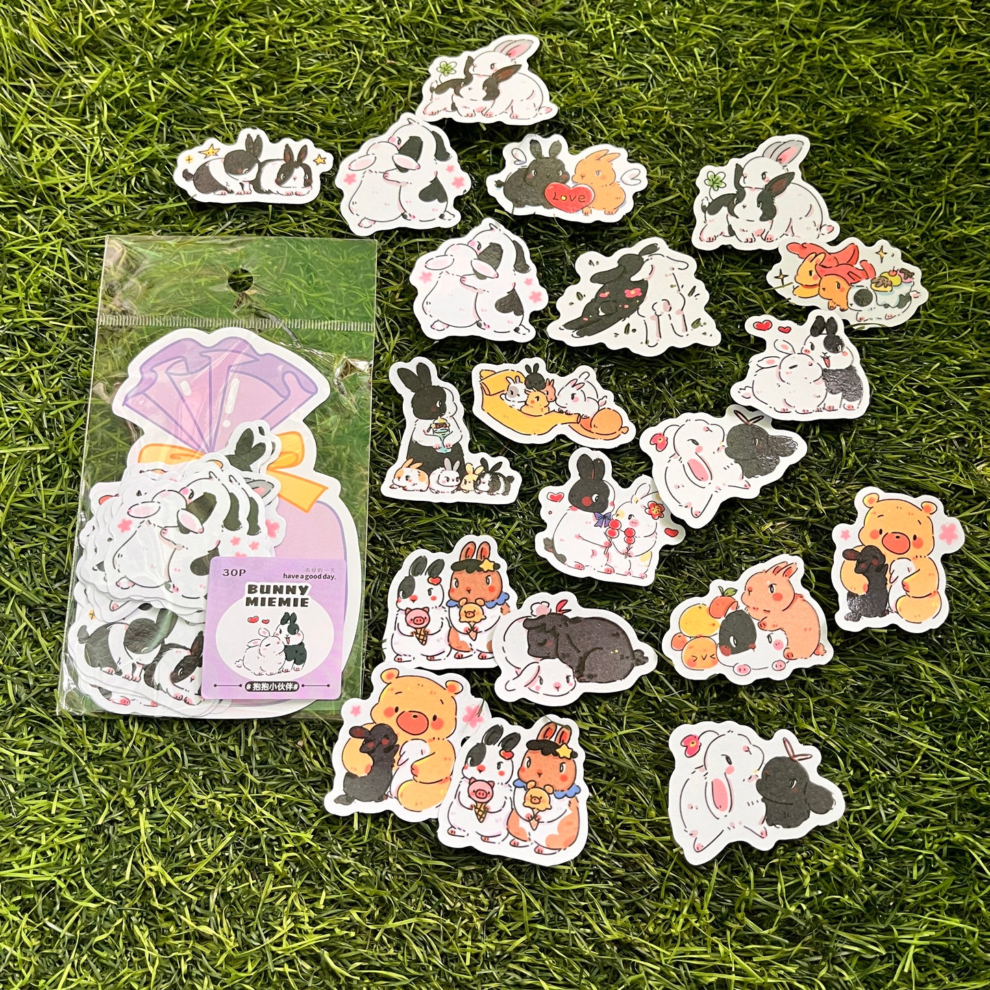 30 pcs cute miemie kawaii Rabbit theme washi paper stickers.