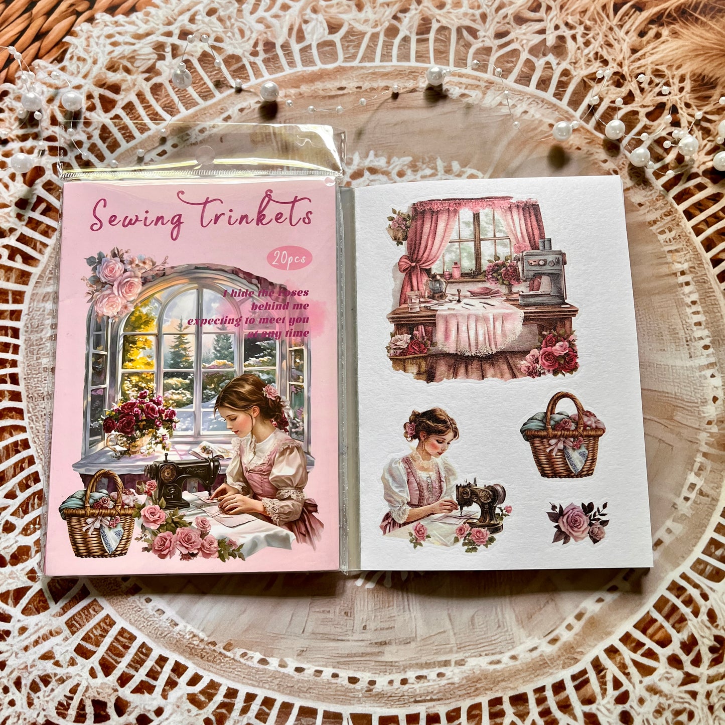 20 Pcs Small Fortune Series Vintage Character Flower Coffee Landscape Sticker Book