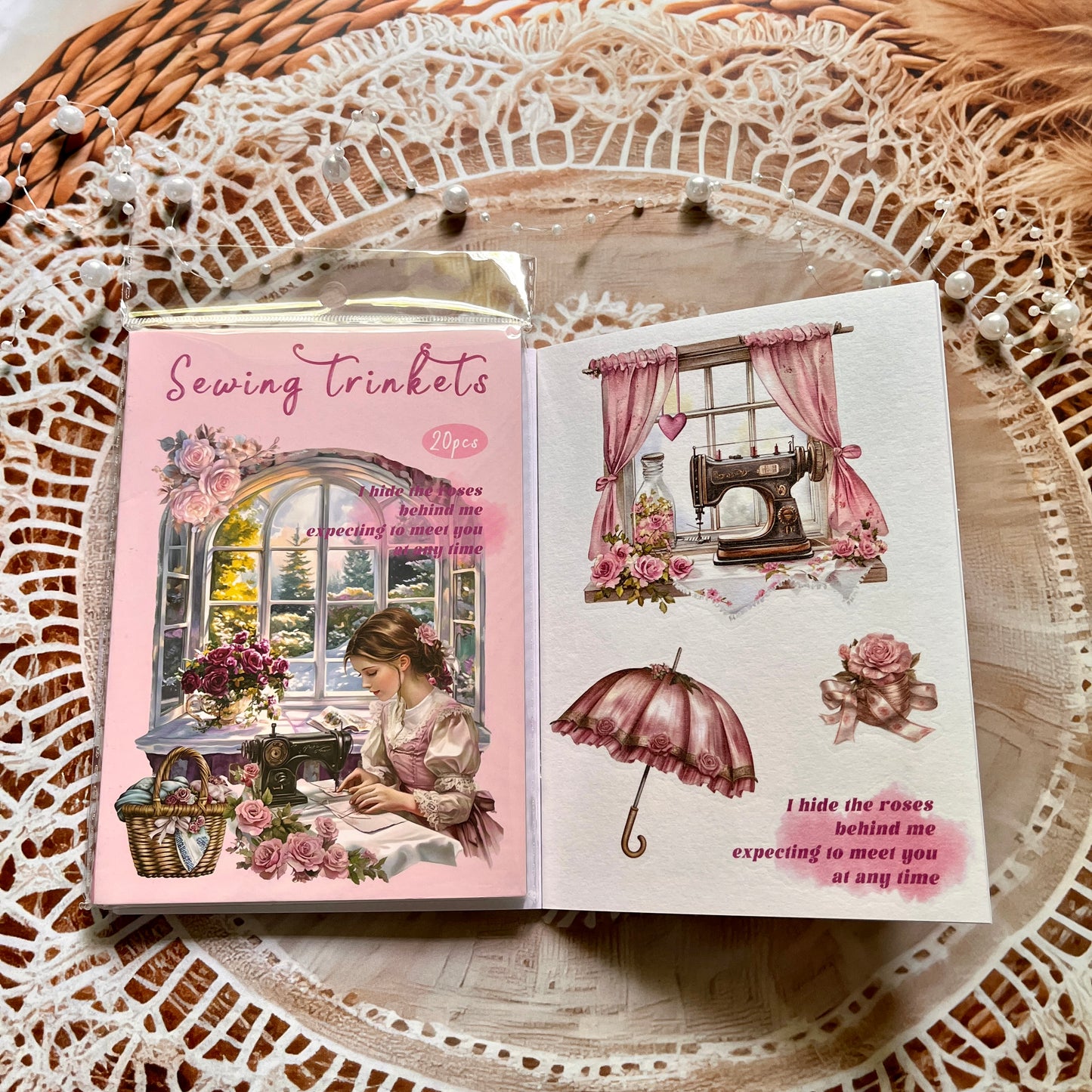 20 Pcs Small Fortune Series Vintage Character Flower Coffee Landscape Sticker Book