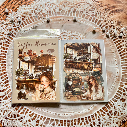 20 Pcs Small Fortune Series Vintage Character Flower Coffee Landscape Sticker Book