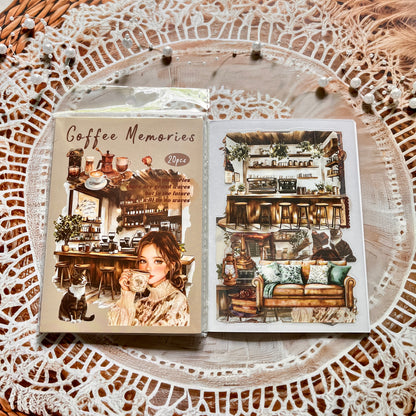 20 Pcs Small Fortune Series Vintage Character Flower Coffee Landscape Sticker Book