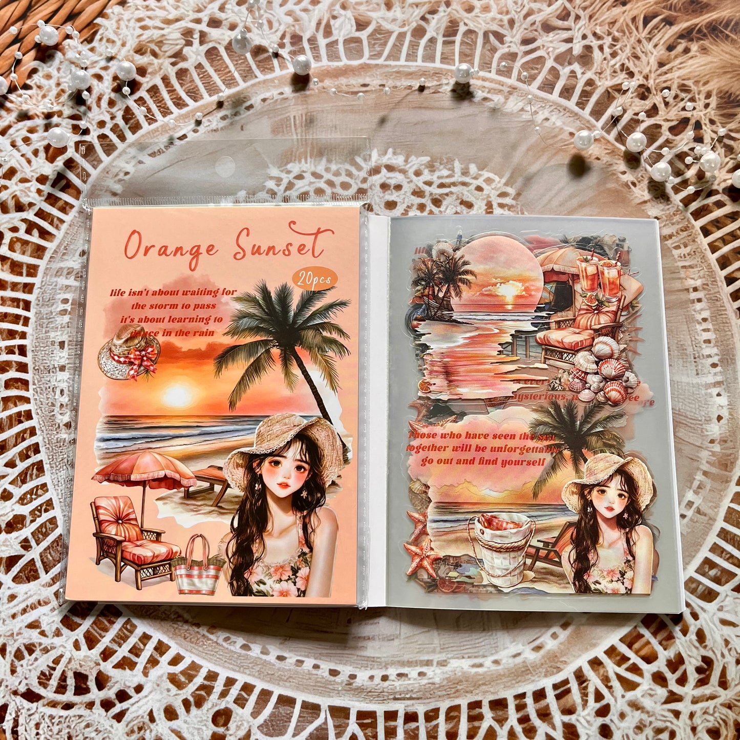 20 Pcs Small Fortune Series Vintage Character Flower Coffee Landscape Sticker Book