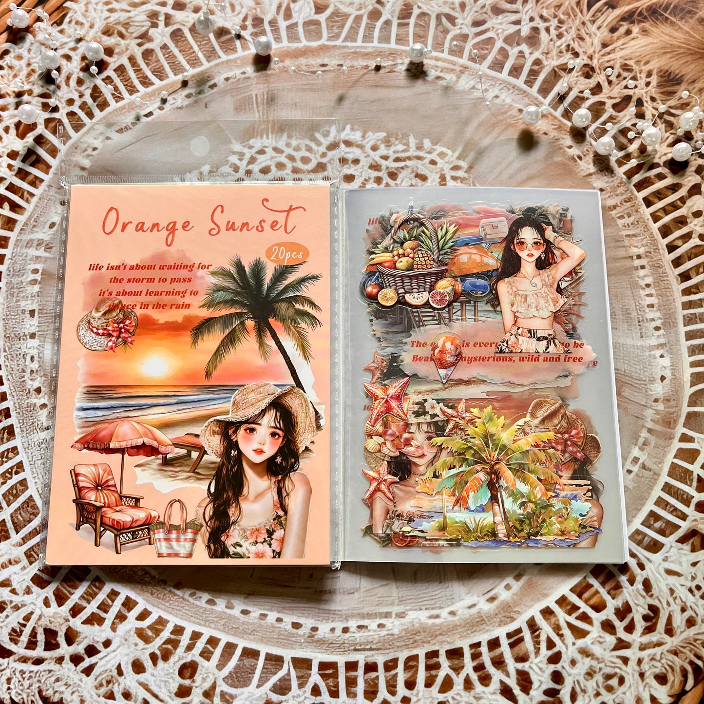 20 Pcs Small Fortune Series Vintage Character Flower Coffee Landscape Sticker Book