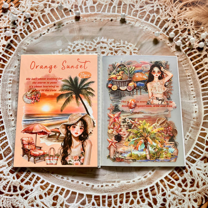 20 Pcs Small Fortune Series Vintage Character Flower Coffee Landscape Sticker Book