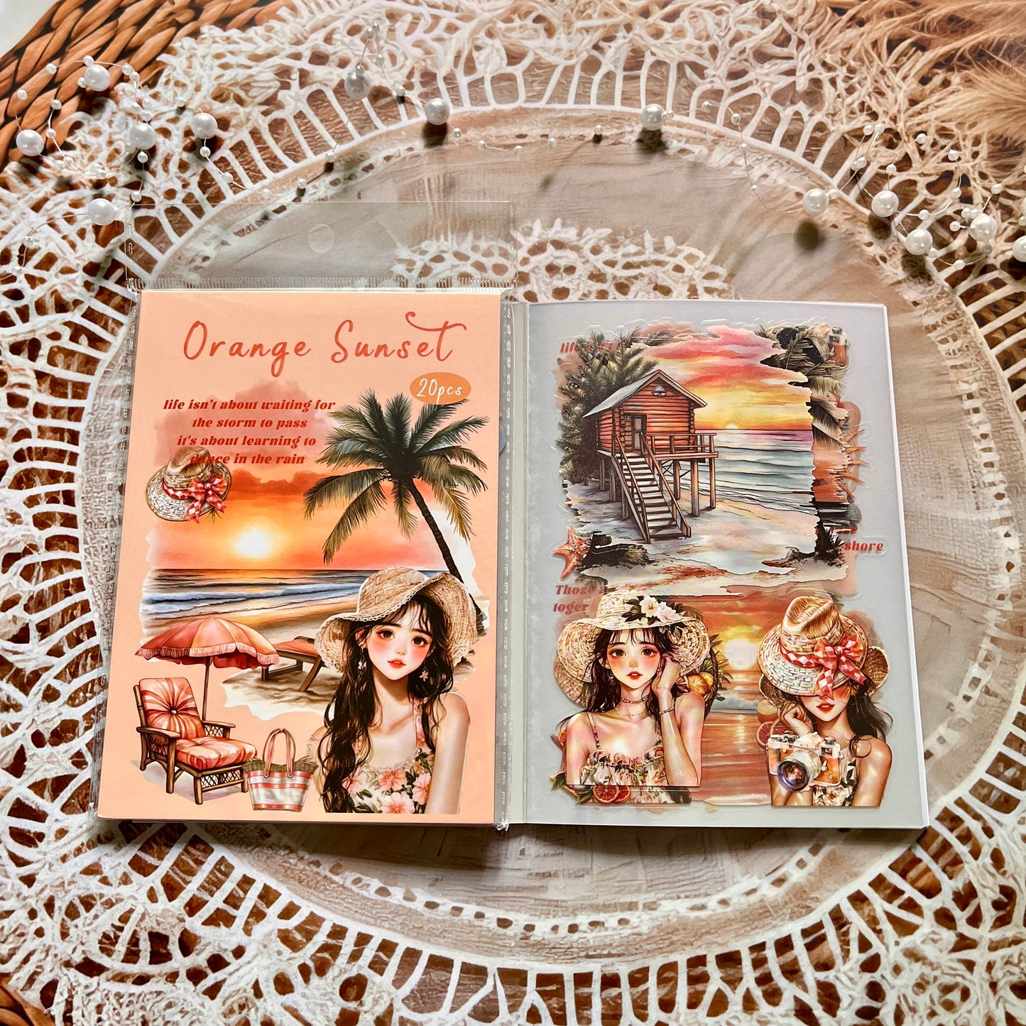 20 Pcs Small Fortune Series Vintage Character Flower Coffee Landscape Sticker Book