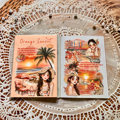 20 Pcs Small Fortune Series Vintage Character Flower Coffee Landscape Sticker Book